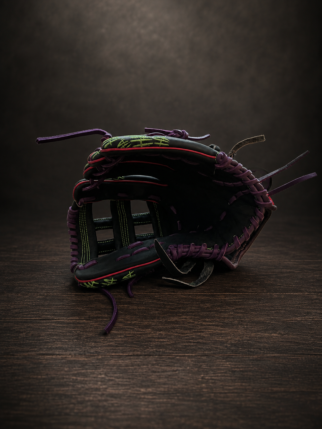 Black and purple relaced glove by Pocket Smith